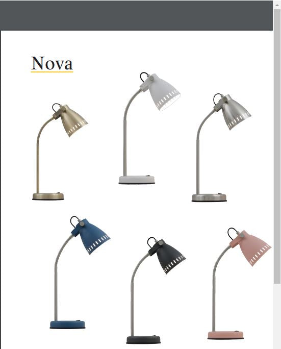 Nova Table/Reading Lamp Various Colours